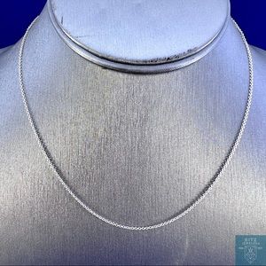 14k White Gold Italian Rolo Chain. 16 Inch-1mm Width